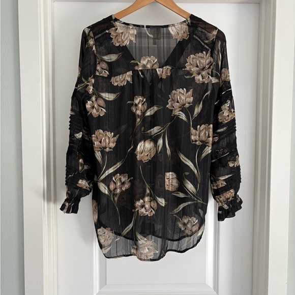 NWOT Anthropologie Fig & Flower Sheer Dark Floral Boho Top Size M - Picture 6 of 6